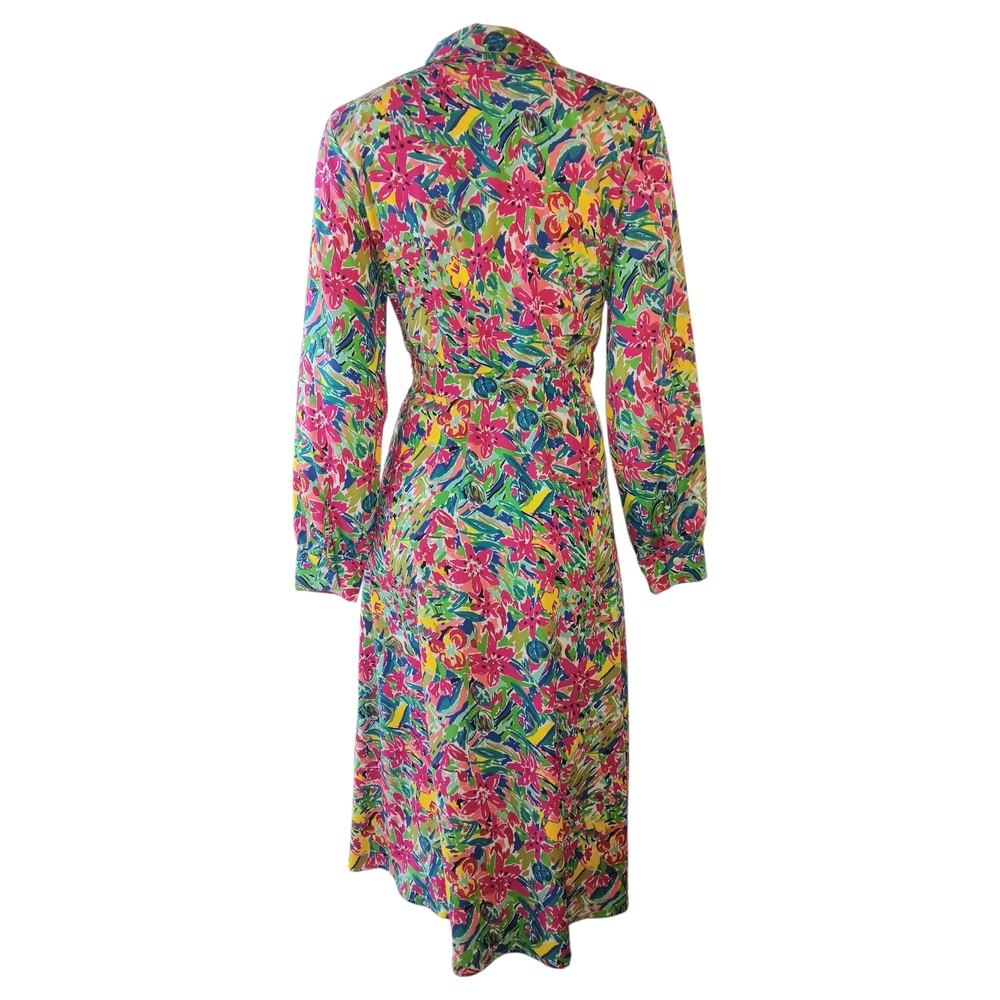 Pink Ripple Long-Sleeve Midi Dress - Picture 2 of 4
